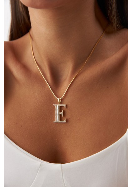 14 Ayar Altın Ezme Küp Zincir Taşlı Harf Kolye fiyatları