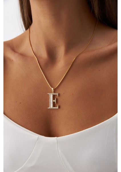 14 Ayar Altın Ezme Küp Zincir Taşlı Harf Kolye indirimleri