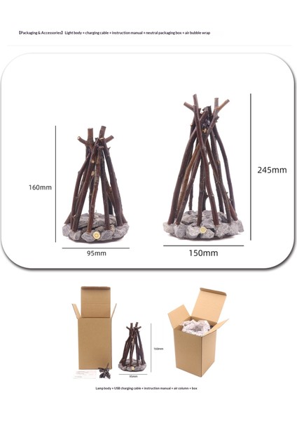 Yaratıcı Gece Lambası, Sade Retro Dekorasyon, El Yapımı Ağaç Dalı Şekli, LED Yanan Şenlik Ateşi, Evlerde Konaklama Için 3 Boyutlu Masaüstü Süsü. (Yurt Dışından) fiyatları