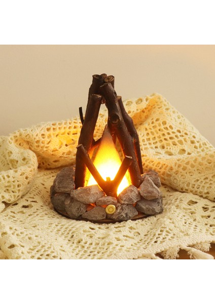 Yaratıcı Gece Lambası, Sade Retro Dekorasyon, El Yapımı Ağaç Dalı Şekli, LED Yanan Şenlik Ateşi, Evlerde Konaklama Için 3 Boyutlu Masaüstü Süsü. (Yurt Dışından) indirimleri