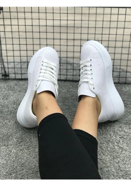 Kadın Erkek Unisex Bağcıklı Deri Yüksek Tabanlı Rahat Günlük Spor Ayakkabı Sneaker fiyatları