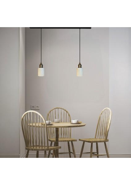 Tiny Beyaz Cam Ikili Avize Lale Başlık Retro Sarkıt Lamba Restoran Salon Aydınlatma