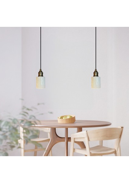 Tiny Beyaz Cam Ikili Avize Lale Başlık Retro Sarkıt Lamba Restoran Salon Aydınlatma fırsatları