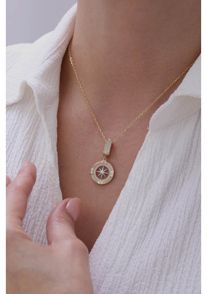14 Ayar Altın Forse Zincir Pusula Kolye