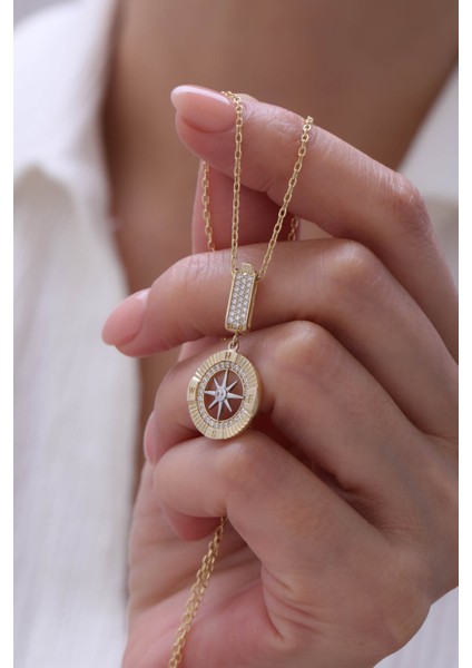 14 Ayar Altın Forse Zincir Pusula Kolye modelleri