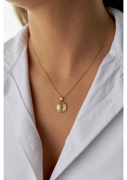 14 Ayar Altın Pembe Taşlı Kolye fiyatları