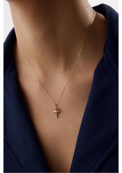 14 Ayar Altın Tektaş Kuzey Yıldızı Kolye fiyatları