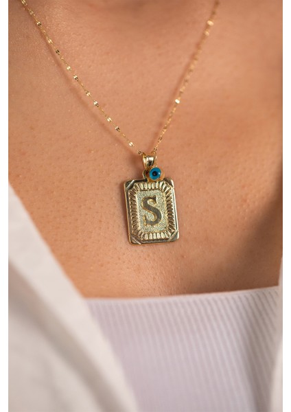 14 Ayar Altın Ince Italyan Aynalı Harf Kolye