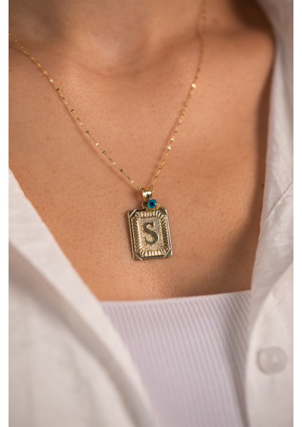 14 Ayar Altın Ince Italyan Aynalı Harf Kolye modelleri