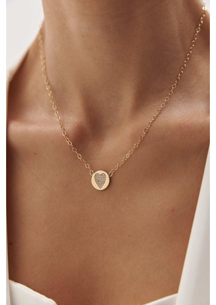 14 Ayar Altın Plaka Kalp Kolye