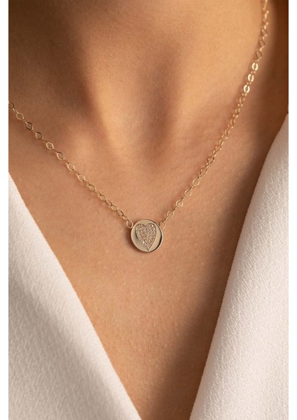 14 Ayar Altın Plaka Kalp Kolye modelleri