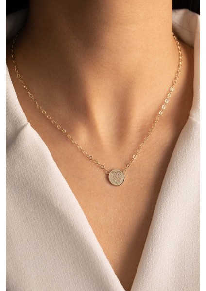 14 Ayar Altın Plaka Kalp Kolye fırsatları