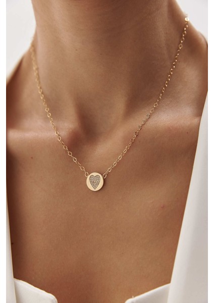 14 Ayar Altın Plaka Kalp Kolye indirimleri