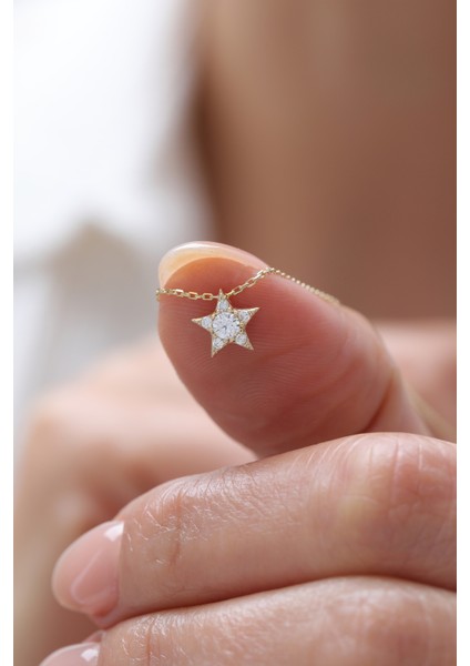 14 Ayar Altın Taşlı Yıldız Kolye fiyatları