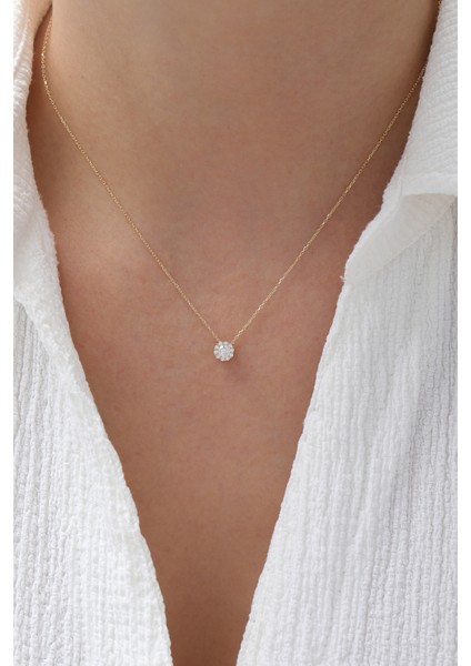 14 Ayar Altın Yuvarlak Baget Kolye