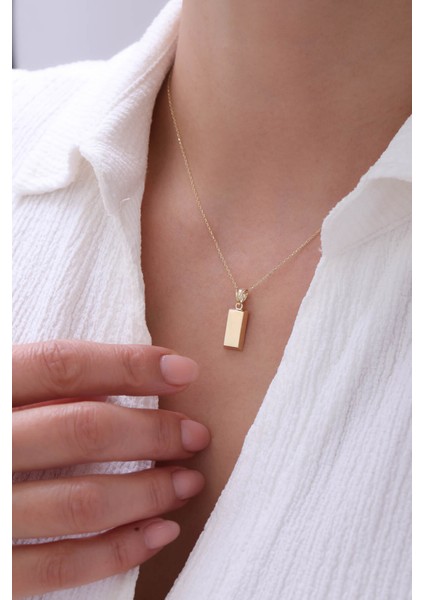 14 Ayar Altın Forse Zincir Kişiselleştirilebilir Külçe Kolye