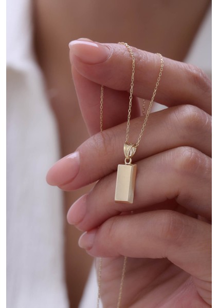 14 Ayar Altın Forse Zincir Kişiselleştirilebilir Külçe Kolye modelleri