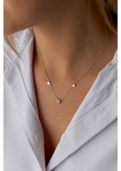 14 Ayar Altın Üçlü Kalp Kolye fiyatları