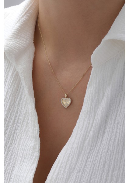 14 Ayar Altın Kalemli Kalp Kolye