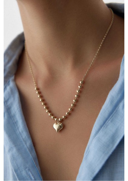 14 Ayar Altın Toplu Kalp Kolye