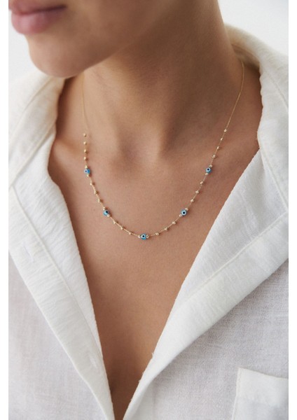 14 Ayar Altın Dorika Göz Kolye