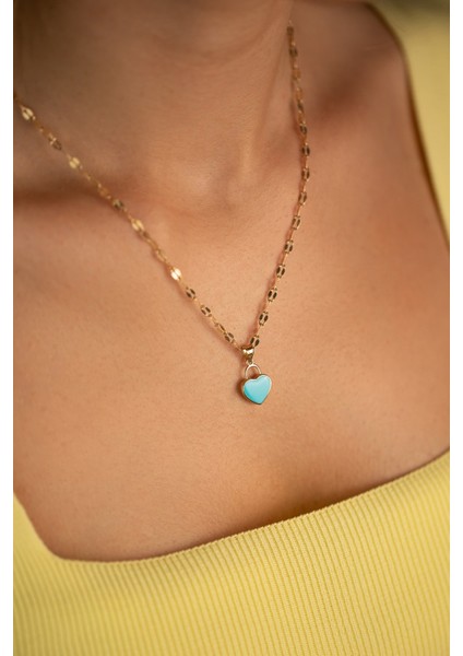 14 Ayar Altın Kalın Aynalı Zincir Kalp Kolye fiyatları