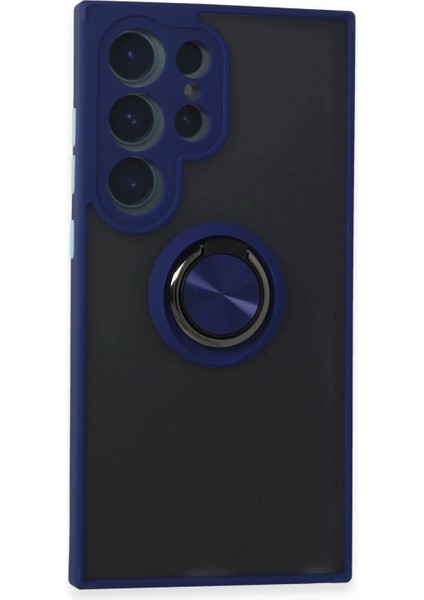 Samsung Galaxy S24 Ultra Kılıf Montreal Yüzüklü Silikon Kapak - Lacivert