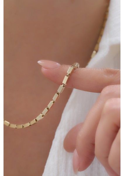 14 Ayar Altın Sıralı Külçe Kolye