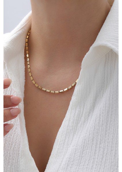 14 Ayar Altın Sıralı Külçe Kolye fiyatları