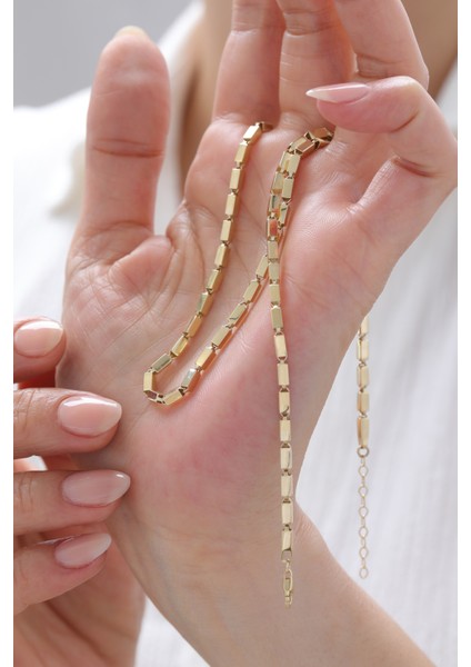 14 Ayar Altın Sıralı Külçe Kolye modelleri