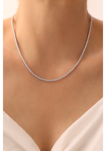 14 Ayar Beyaz Altın Su Yolu Set 2.25 mm