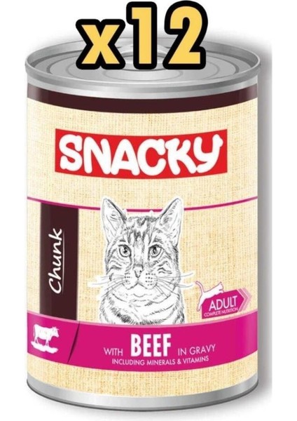 Chunk Sığır Etli Yetişkin Kedi Konservesi 400 gr 12'li Paket
