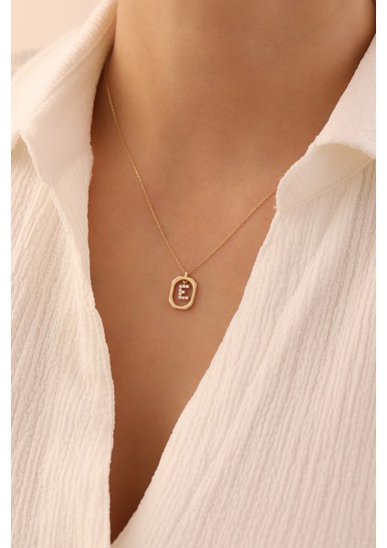 14 Ayar Altın Dikdörtgen Sallantılı Harf Kolye modelleri