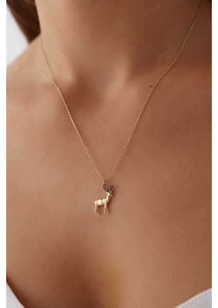 14 Ayar Altın Geyik Kolye