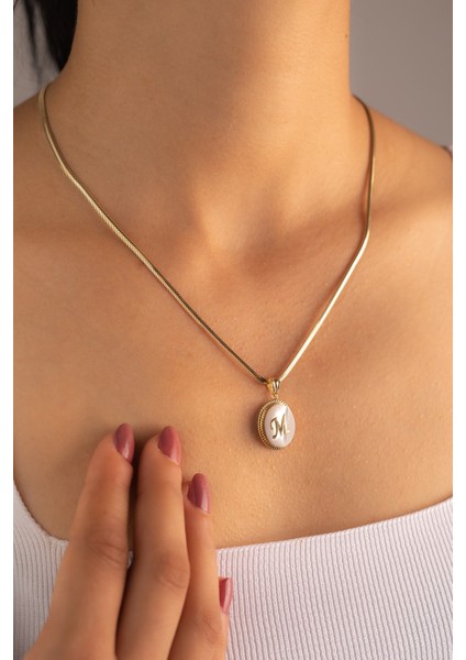 Altın Balık Sırtı Zincir Harf Kolye Sedef fiyatları