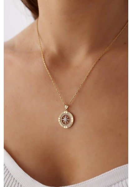 14 Ayar Altın Forse Zincir Pusula Kolye