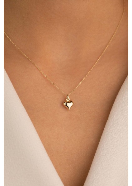 14 Ayar Altın Forse Zincir Kalp Kolye