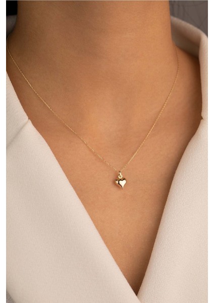 14 Ayar Altın Forse Zincir Kalp Kolye modelleri