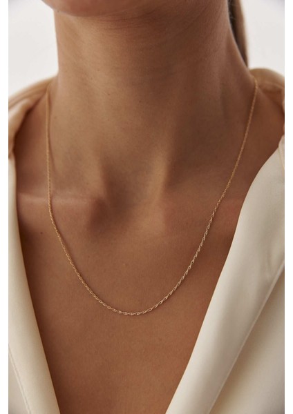 14 Ayar Altın Ince Halat Burgu Zincir modelleri