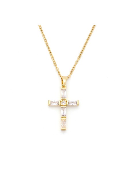 Çelik Kolye - Haç Kolye Altın Kaplama KLY-644