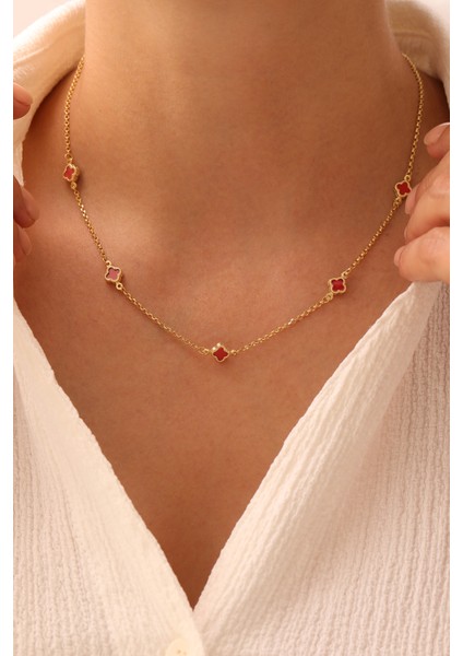 14 Ayar Altın Beşli Yonca Kolye