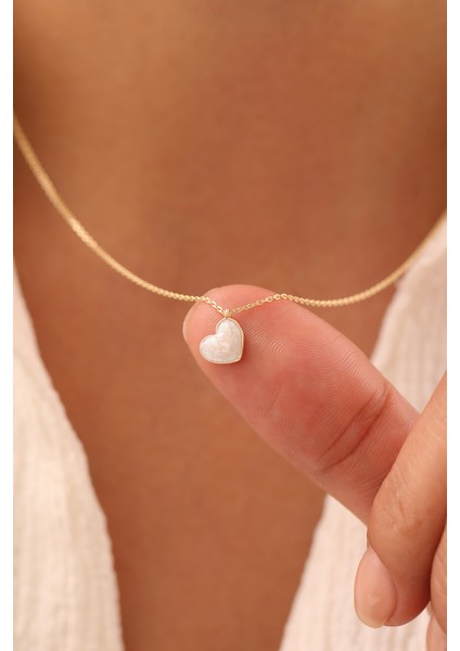 14 Ayar Altın Mineli Kalp Kolye fiyatları