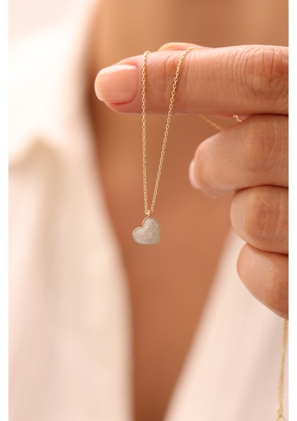 14 Ayar Altın Mineli Kalp Kolye modelleri