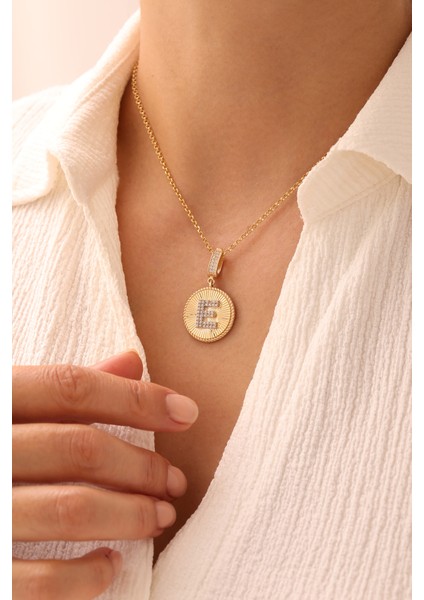 14 Ayar Altın Doch Zincir Gösterişli Harf Kolye