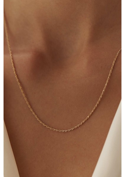 14 Ayar Altın Ince Halat Burgu Zincir