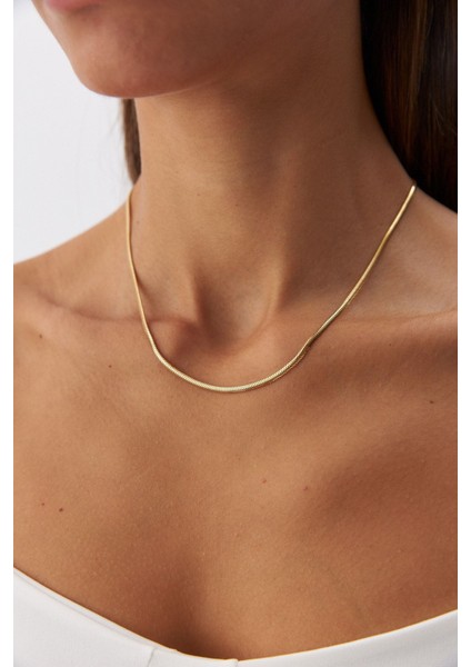 14 Ayar Altın Balık Sırtı Zincir Kolye modelleri