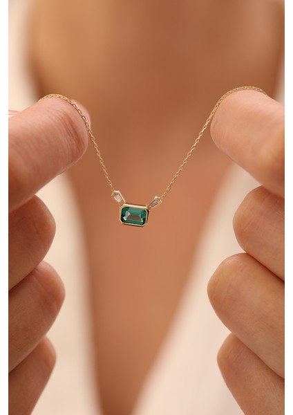 14 Ayar Altın Zümrüt Taşlı Kolye fiyatları