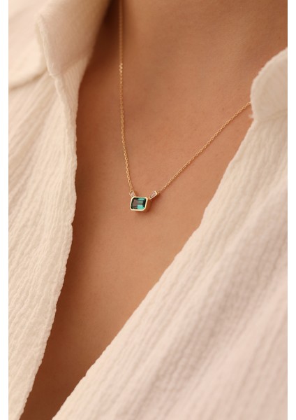 14 Ayar Altın Zümrüt Taşlı Kolye modelleri