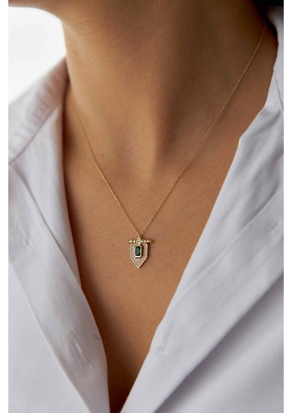 14 Ayar Altın Yeşil Taşlı Kolye fiyatları