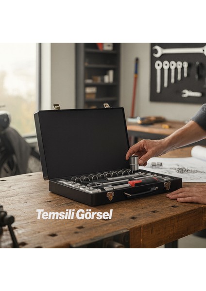 Lokma Seti 1/2" Cr-V Çelik 26 Parça Profesyonel Tamir Bakım Lokma Anahtar Ucu Çok Amaçlı Set modelleri